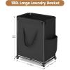 imageHomeiju 180L Large Laundry Hamper with Wheels Rolling Laundry Basket with Metal Frame and Removable Bag Design Dirty Clothes Laundry Cart for Bathroom Dorm Room Laundry Room Black