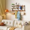 imageHomeiju 287quot Coat Rack Wall Mount with Shelf Key Hooks for Wall with Shelf Coat Hooks Wall Mounted with 6 Heavy Duty Double Hooks for BedroomLiving Room Rustic Brown8 Hooks