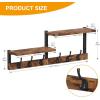 imageHomeiju 287quot Coat Rack Wall Mount with Shelf Key Hooks for Wall with Shelf Coat Hooks Wall Mounted with 6 Heavy Duty Double Hooks for BedroomLiving Room Rustic Brown6 Hooks
