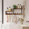 imageHomeiju 287quot Coat Rack Wall Mount with Shelf Key Hooks for Wall with Shelf Coat Hooks Wall Mounted with 6 Heavy Duty Double Hooks for BedroomLiving Room Rustic Brown6 Hooks