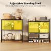 imageHomeiju 3Tier Kitchen Storage Shelf 298quot Wide Adjustable Standing Metal Shelving Unit with Removable Wooden Boards Heavy Duty for Pantry Bathroom Garage Entryway Plant StandBlack