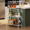 imageHomeiju 3Tier Kitchen Storage Shelf 298quot Wide Adjustable Standing Metal Shelving Unit with Removable Wooden Boards Heavy Duty for Pantry Bathroom Garage Entryway Plant StandWhite