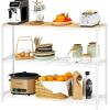 imageHomeiju 3Tier Kitchen Storage Shelf 298quot Wide Adjustable Standing Metal Shelving Unit with Removable Wooden Boards Heavy Duty for Pantry Bathroom Garage Entryway Plant StandWhite