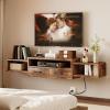 imageHomeiju 52 Floating TV Stand with Power OutletWall Mounted TV Console with Drawers Under TV Cabinet with Storage Floating TV Shelf for Living Room Bedroom Brown60 Inch