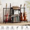 imageHomeiju 6Guitar Floor Stand with Charging Station ampamp 3Tier Storage Guitar Rack with Amp Stand ampamp Cloth Drawer Rubber Protected Guitar Holder for StudioHome  Heavy Duty Metal Frame