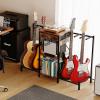imageHomeiju 6Guitar Floor Stand with Charging Station ampamp 3Tier Storage Guitar Rack with Amp Stand ampamp Cloth Drawer Rubber Protected Guitar Holder for StudioHome  Heavy Duty Metal Frame