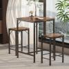 imageHomeiju Bar Table and Chairs Set Square Bar Table with 2 Stools SpaceSaving Dining Pub Set for 2 Perfect for Kitchen Breakfast Nook Living Room ampamp Small Spaces BlackRustic Brown