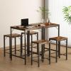 imageHomeiju Bar Table and Chairs Set Square Bar Table with 2 Stools SpaceSaving Dining Pub Set for 2 Perfect for Kitchen Breakfast Nook Living Room ampamp Small Spaces BlackRustic Brown