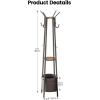 imageHomeiju Coat Rack Freestanding with Storage Basket ampamp 12 Hooks Heavy Duty Hall Tree for Entryway Standing Coat Rack with Shelf for Hallway Bedroom Office Organization