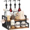 imageHomeiju Coffee Syrup Organizer Rack 2Tier Bottle Coffee Bar Accessories Holder Stand with K Cup Storage Drawer for Coffee bar Wine Rack Storage Shelves for Syrup BlackRustic Brown