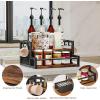 imageHomeiju Coffee Syrup Organizer Rack 2Tier Bottle Coffee Bar Accessories Holder Stand with K Cup Storage Drawer for Coffee bar Wine Rack Storage Shelves for Syrup BlackRustic Brown