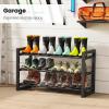 imageHomeiju Expandable Shoe Rack 2 Tier Metal Shoe Shelf Adjustable Shoe Stand for Sneakers Boots Heels HeavyDuty Steel Standing Shoe Organizer for Entryway Closet Bedroom BlackBlack