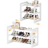 imageHomeiju Expandable Shoe Rack 2 Tier Metal Shoe Shelf Adjustable Shoe Stand for Sneakers Boots Heels HeavyDuty Steel Standing Shoe Organizer for Entryway Closet Bedroom BlackWhite