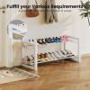 imageHomeiju Expandable Shoe Rack 2 Tier Metal Shoe Shelf Adjustable Shoe Stand for Sneakers Boots Heels HeavyDuty Steel Standing Shoe Organizer for Entryway Closet Bedroom BlackWhite