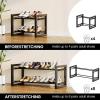 imageHomeiju Expandable Shoe Rack 2 Tier Metal Shoe Shelf Adjustable Shoe Stand for Sneakers Boots Heels HeavyDuty Steel Standing Shoe Organizer for Entryway Closet Bedroom BlackBlack
