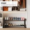 imageHomeiju Expandable Shoe Rack 2 Tier Metal Shoe Shelf Adjustable Shoe Stand for Sneakers Boots Heels HeavyDuty Steel Standing Shoe Organizer for Entryway Closet Bedroom BlackBlack