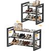 imageHomeiju Expandable Shoe Rack 2 Tier Metal Shoe Shelf Adjustable Shoe Stand for Sneakers Boots Heels HeavyDuty Steel Standing Shoe Organizer for Entryway Closet Bedroom BlackBlack