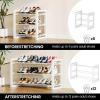 imageHomeiju Expandable Shoe Rack 2 Tier Metal Shoe Shelf Adjustable Shoe Stand for Sneakers Boots Heels HeavyDuty Steel Standing Shoe Organizer for Entryway Closet Bedroom BlackWhite