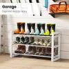 imageHomeiju Expandable Shoe Rack 2 Tier Metal Shoe Shelf Adjustable Shoe Stand for Sneakers Boots Heels HeavyDuty Steel Standing Shoe Organizer for Entryway Closet Bedroom BlackWhite