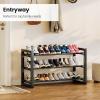 imageHomeiju Expandable Shoe Rack 2 Tier Metal Shoe Shelf Adjustable Shoe Stand for Sneakers Boots Heels HeavyDuty Steel Standing Shoe Organizer for Entryway Closet Bedroom BlackBlack