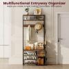 imageHomeiju Hall Tree with Bench and Shoe Storage 3in1 Entryway Organizer with 62 Hooks Coat Rack with Adjustable Feet for Stability Mudroom Furniture with Storage Shelf