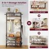imageHomeiju Hall Tree with Bench and Shoe Storage 3in1 Entryway Organizer with 62 Hooks Coat Rack with Adjustable Feet for Stability Mudroom Furniture with Storage Shelf