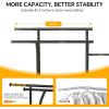 imageHomeiju Heavy Duty Clothes Rack Load 500LBS Three Rods Clothing Racks for Hanging Clothes Extendable Rolling Garment Rack with Sturdy Wheels Basket Storage Shelves BlackBlack