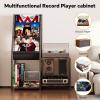 imageHomeiju Record Player Stand with Vinyl Record Storage 3in1 Record Cabinet ampamp Turntable Stand Fits 200 Albums Vintage Media Storage Organizer Rustic Brown