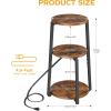 imageHomeiju Round End Table with Charging Station 3Tier Small Bedside Table with Metal Frame Nightstand with USB Ports ampamp Power Outlets for Small Space in Living Room Bedroom Rustic Brown