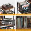 imageRecord Player Stand Turntable Stand with 3 Adjustable Divider Holds up to 300 Albums Vintage Record Player Table with Vinyl Record Holder Record Cabinet for Living Room Bedroom Office