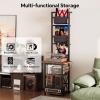 imageRecord Player Stand with Power Outlet 6 Tier Vinyl Record Display Shelf Record Player Table with album storage up to 200 Albums Console Organizer Display Shelf Gifts for Music Lovers