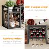 imageWall Mounted Wine Rack with Glass Holder WoodMetal Retro Bar Shelf Wine Bottles Display Wall Storage for Kitchen Dining Room Home BarBlack