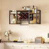 imageWall Mounted Wine Rack with Glass Holder WoodMetal Retro Bar Shelf Wine Bottles Display Wall Storage for Kitchen Dining Room Home BarVintage