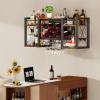 imageWall Mounted Wine Rack with Glass Holder WoodMetal Retro Bar Shelf Wine Bottles Display Wall Storage for Kitchen Dining Room Home BarVintage