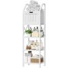 imageBathroom Floor Cabinet 5Tier Bathroom Storage Organizer Rack with Drawer Multifunctional Corner Unit 4724 Inches in Height White
