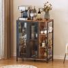 imageCoffee Bar Cabinet with Storage Liquor Cabinet Bar with 2 Visible Doors Small Coffee Station Cabinets Farmhouse Industrial Buffet Sideboard Cabinets for Home Kitchen Dining Room Living Room