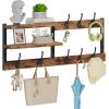 imageHomeiju 287quot Coat Rack Wall Mount with Shelf Key Hooks for Wall with Shelf Coat Hooks Wall Mounted with 6 Heavy Duty Double Hooks for BedroomLiving Room Rustic Brown8 Hooks