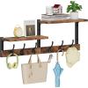 imageHomeiju 287quot Coat Rack Wall Mount with Shelf Key Hooks for Wall with Shelf Coat Hooks Wall Mounted with 6 Heavy Duty Double Hooks for BedroomLiving Room Rustic Brown6 Hooks