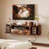 imageHomeiju 52 Floating TV Stand with Power OutletWall Mounted TV Console with Drawers Under TV Cabinet with Storage Floating TV Shelf for Living Room Bedroom Brown52 Inch