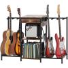 imageHomeiju 6Guitar Floor Stand with Charging Station ampamp 3Tier Storage Guitar Rack with Amp Stand ampamp Cloth Drawer Rubber Protected Guitar Holder for StudioHome  Heavy Duty Metal Frame