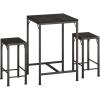 imageHomeiju Bar Table and Chairs Set Square Bar Table with 2 Stools SpaceSaving Dining Pub Set for 2 Perfect for Kitchen Breakfast Nook Living Room ampamp Small Spaces BlackBlack