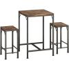 imageHomeiju Bar Table and Chairs Set Square Bar Table with 2 Stools SpaceSaving Dining Pub Set for 2 Perfect for Kitchen Breakfast Nook Living Room ampamp Small Spaces BlackRustic Brown