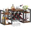 imageWall Mounted Wine Rack with Glass Holder WoodMetal Retro Bar Shelf Wine Bottles Display Wall Storage for Kitchen Dining Room Home BarVintage