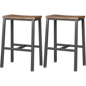 imageHomeiju Bar Stools Counter Height Bar Stools Set of 2 236 Inch Saddle Stools with Footrests Industrial Kitchen Counter Seat for Dining Room Kitchen Counter Rustic Brown