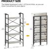imageHomeiju Folding Bookshelf4 Tier Bookcase Foldable Shelf with XBracket Design Adjustable Feet Space Saving Storage for Living Room Office BrownishBrownish