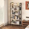 imageHomeiju Folding Bookshelf4 Tier Bookcase Foldable Shelf with XBracket Design Adjustable Feet Space Saving Storage for Living Room Office BrownishBrownish