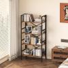 imageHomeiju Folding Bookshelf4 Tier Bookcase Foldable Shelf with XBracket Design Adjustable Feet Space Saving Storage for Living Room Office BrownishRustic Brown