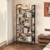 imageHomeiju Folding Bookshelf4 Tier Bookcase Foldable Shelf with XBracket Design Adjustable Feet Space Saving Storage for Living Room Office BrownishRustic Brown