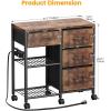 image4 Drawer File Cabinet with Charging Station Rolling Printer Stand Table with Open Storage Shelf Mobile Fabric Filing Cabinet for Home Office Rustic Brown
