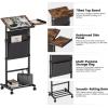 imageHomeiju Mobile Standing Desk Podium Height Adjustable Rolling Lectern with 360 Wheels ampamp Storage Bag